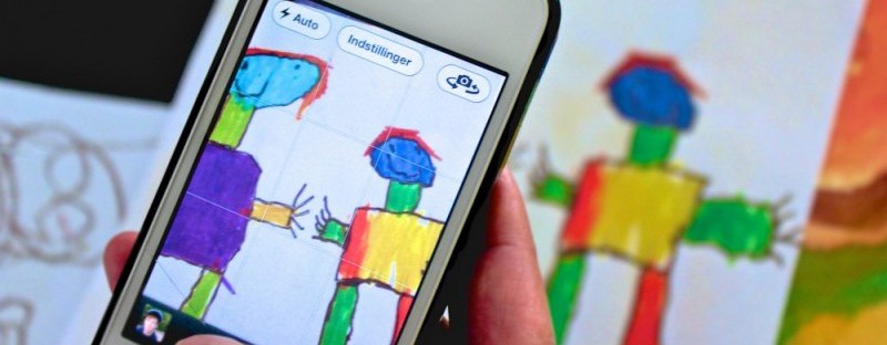Børnetegninger til fotobog taget med iPhone